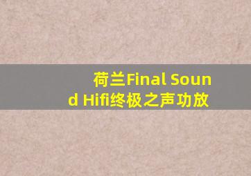 荷兰Final Sound Hifi终极之声功放